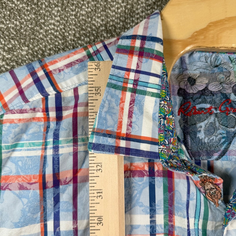 Robert Graham Plaid Skull Jacquard Shirt Mens 4XLT Blue Multi Long Sleeve Button - Picture 5 of 9